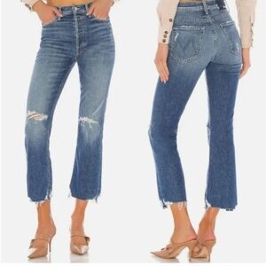 MOTHER SUPERIOR  Blue Distressed Ankle Jeans